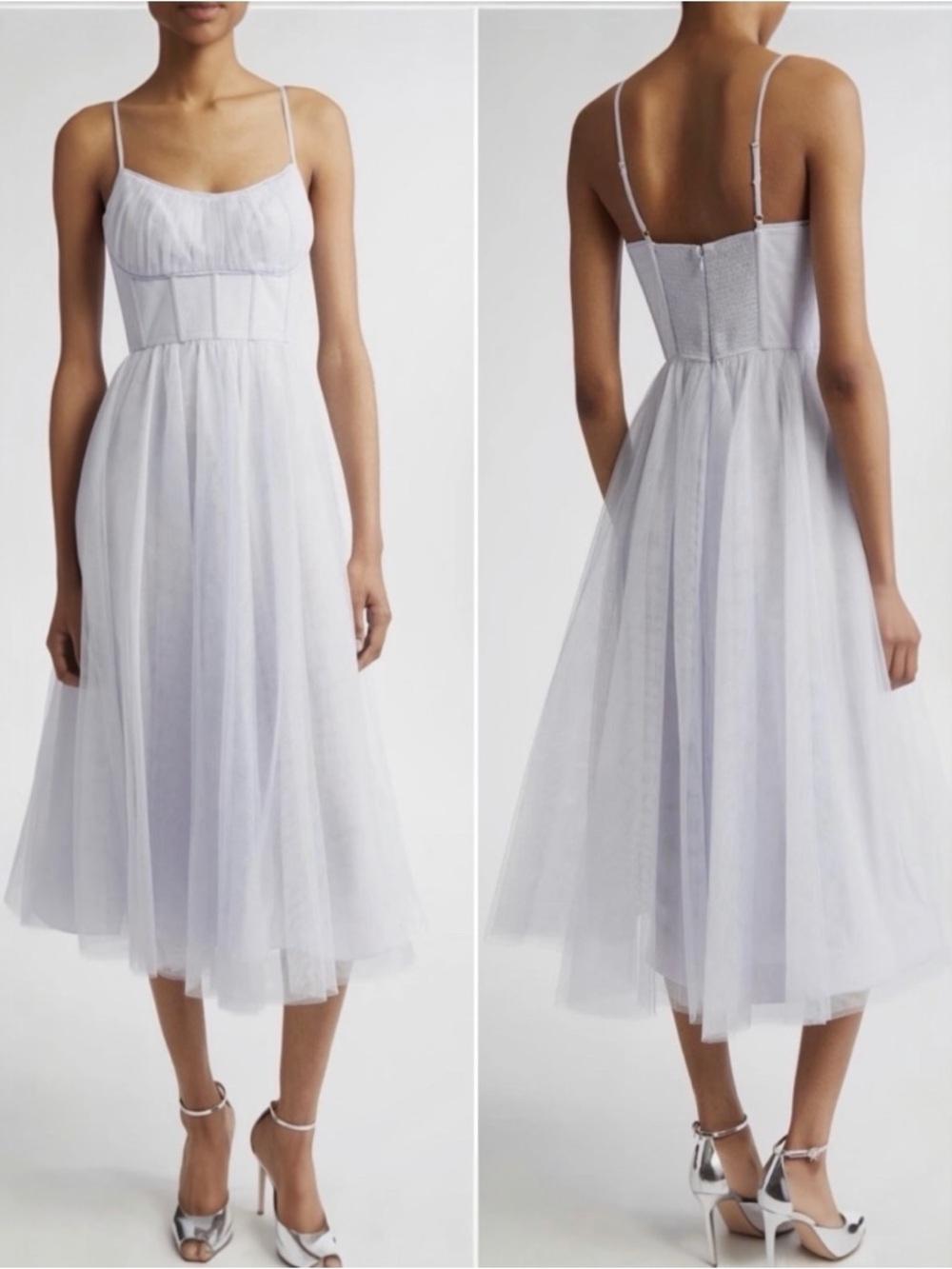 ZIMMERMANN Tulle Corset Bustier Sleeveless Cocktail Midi Dress Size Large 3 NEW